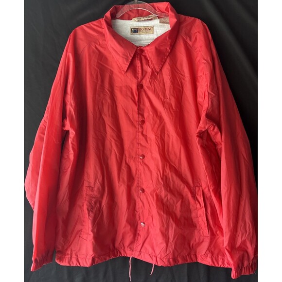 Vintage Big Mac Rain Jacket Red XXL 90s Snap Buttons - Picture 1 of 5